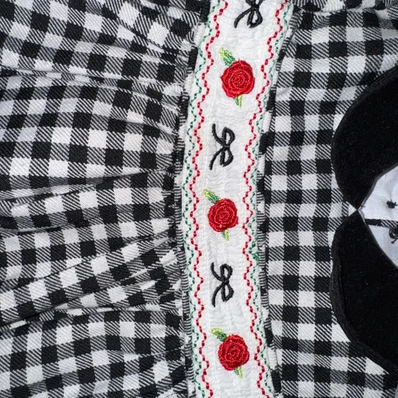 Vintage style Bonnie Jean Baby Black Gingham Baby Christmas Party Dress 0-3 Mon - Picture 5 of 15